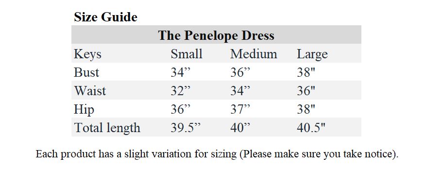 Thirakul Designs - Sizing Chart