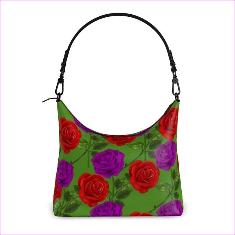 Red Rose Purp Luxury Designer Leather Square Hobo Bag - TFC&H Co. Square Hobo Bag