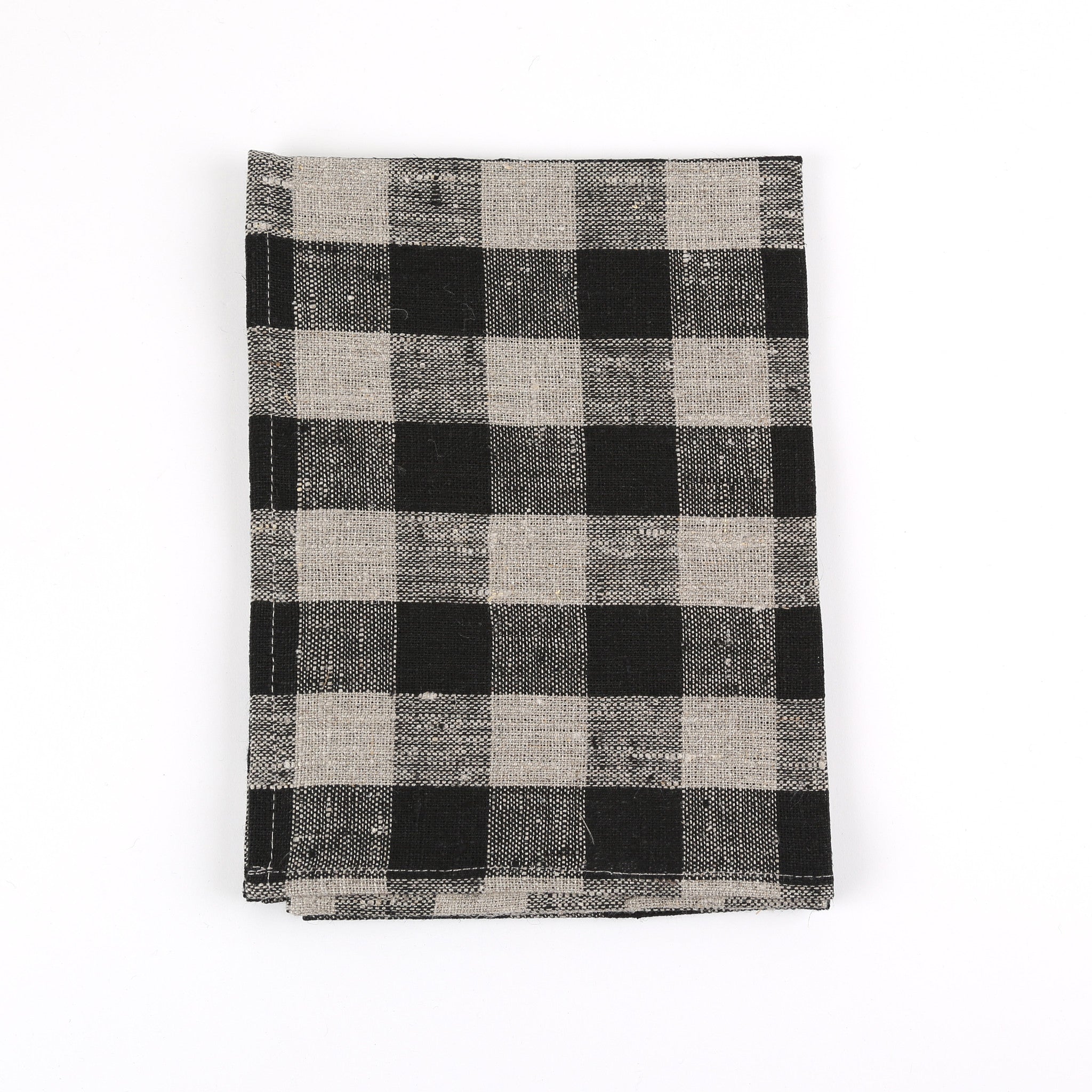 Thick Linen Kitchen Cloth, Black Natural Check | Fog Linen | Kan Kan ...