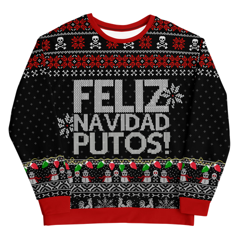 Feliz Navidad Putos Navidad Fleece-lined Sweater.