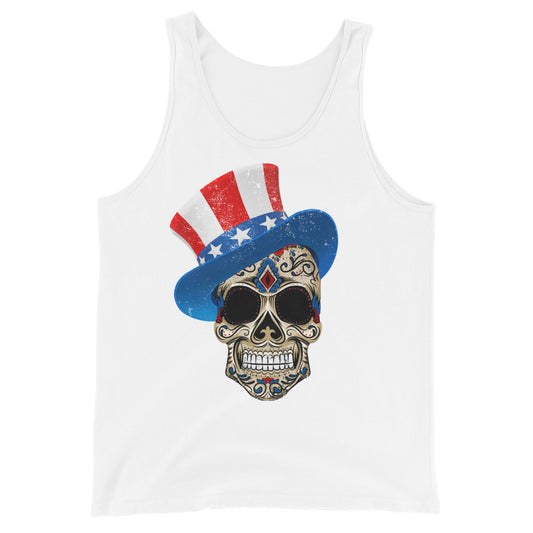 Premium 4th Of July Star Spangled Sugar Skull Tank Top