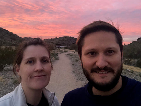 JT & Courtney at the trailhead at sunset