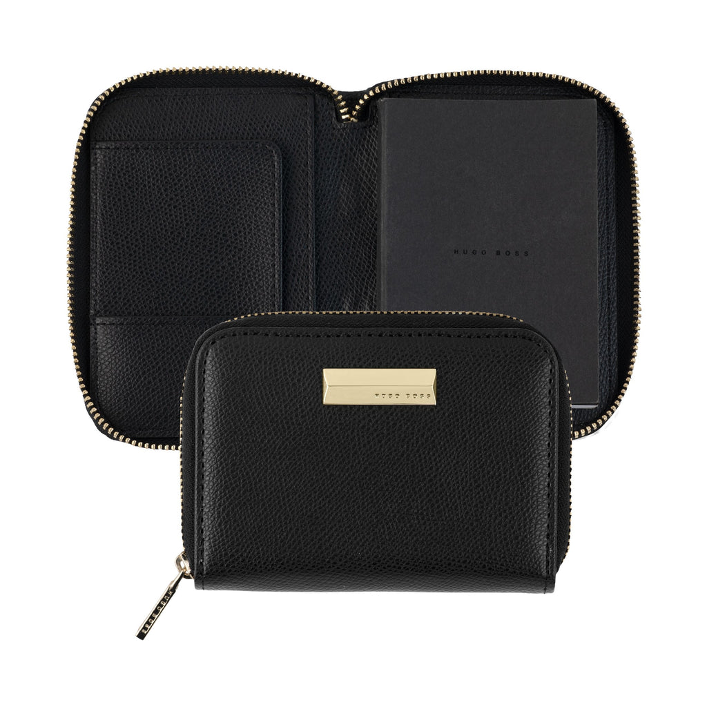BOSS - Textured-leather wallet with zipped coin pocket