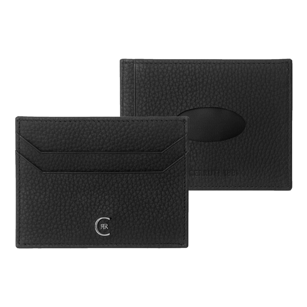 CERRUTI 1881 Black Texured Leather Card holder Bond with metal 