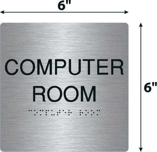 'Computer Room' Brushed Aluminum Wall Sign - 6'' x 6''