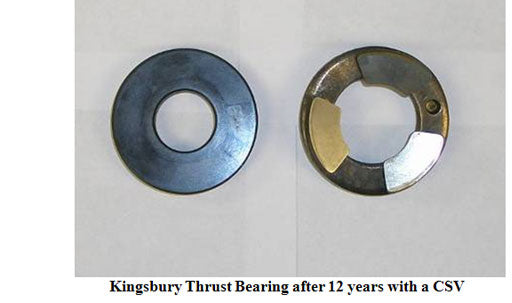 Kingsbury thrust bearings after 12 years with a csv