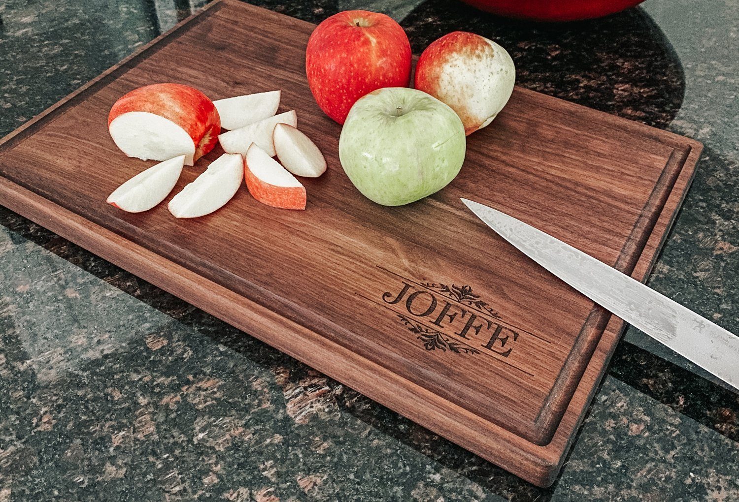 Personalized Large Walnut Cutting Board With Juice Groove 11 X 17 Hailey Home 