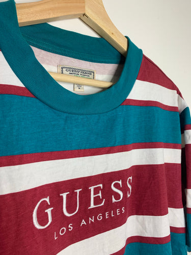 guess red white and blue striped shirt