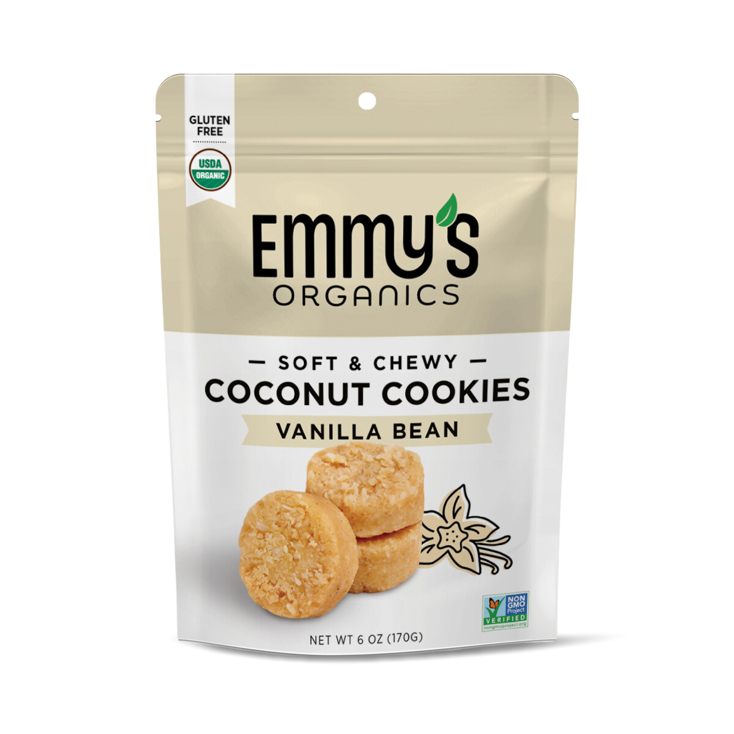  Emmy's Organics Coconut Cookies, Vanilla Bean, 6 oz (Pack of 2)