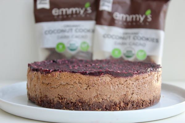Strawberry Cheesecake with Chocolate Coconut Crust | Emmy's Organics