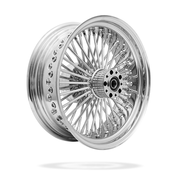 17x6 Rear 50-Spoke Pre-Staged Custom Motorcycle Wheel | Ridewright Wheels