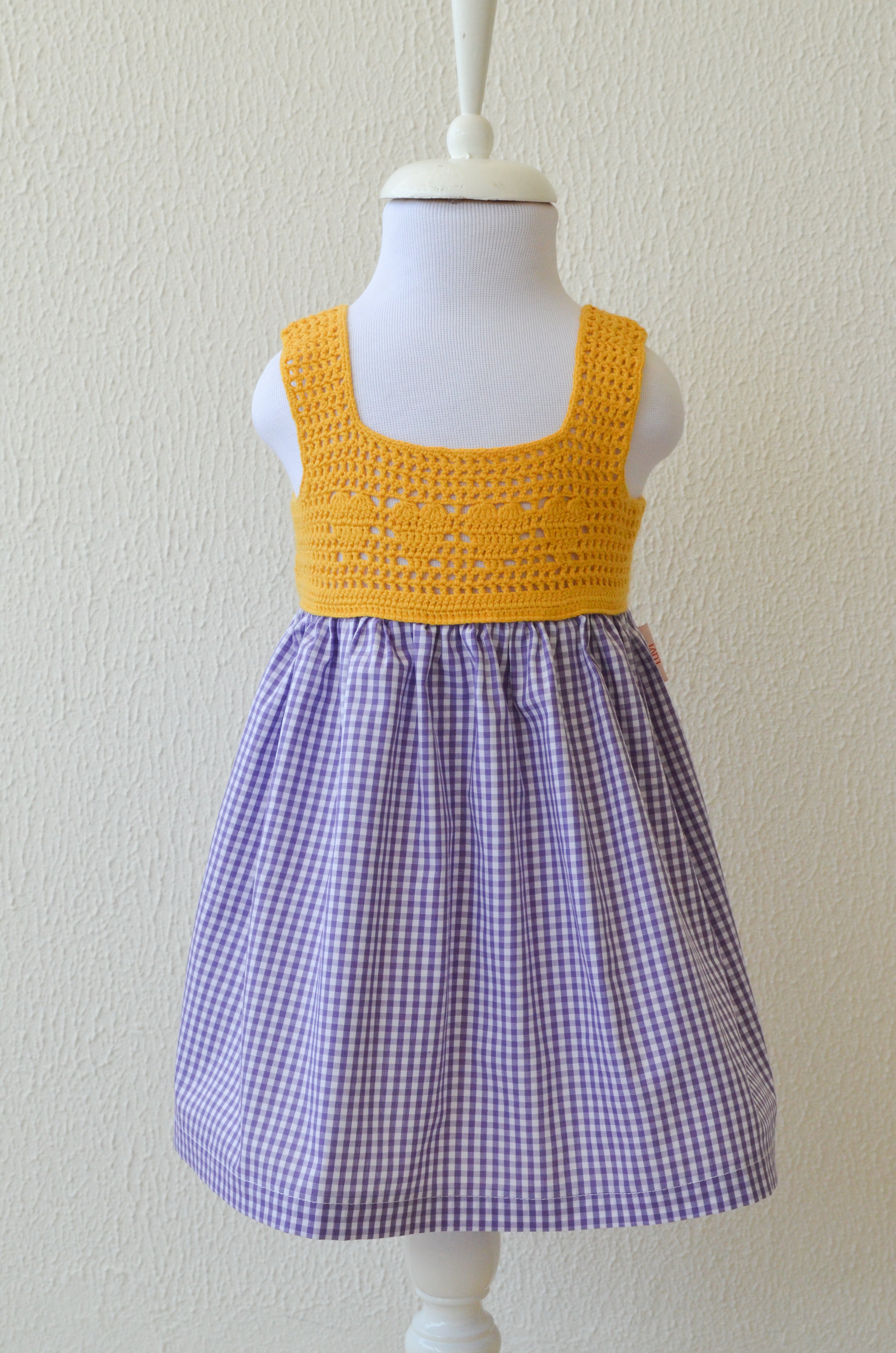 girls purple gingham school dress