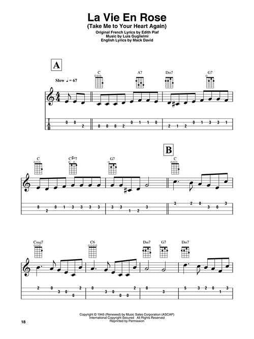 la vie en rose ukulele tabs pdf