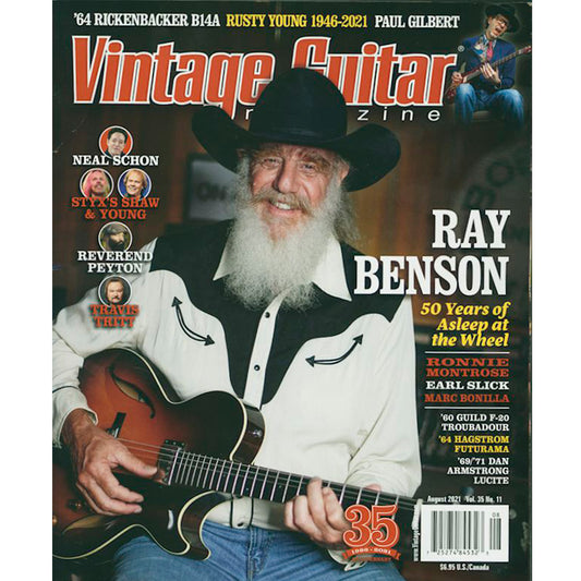 Image 1 of Vintage Guitar Magazine - August 2021 - SKU# VG-202108 : Product Type Media : Elderly Instruments