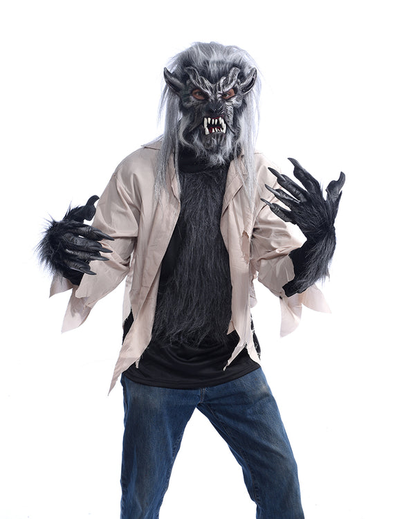 Night Crawler Wolf Costume Kit, with werewolf mask, shirt, gloves and ...