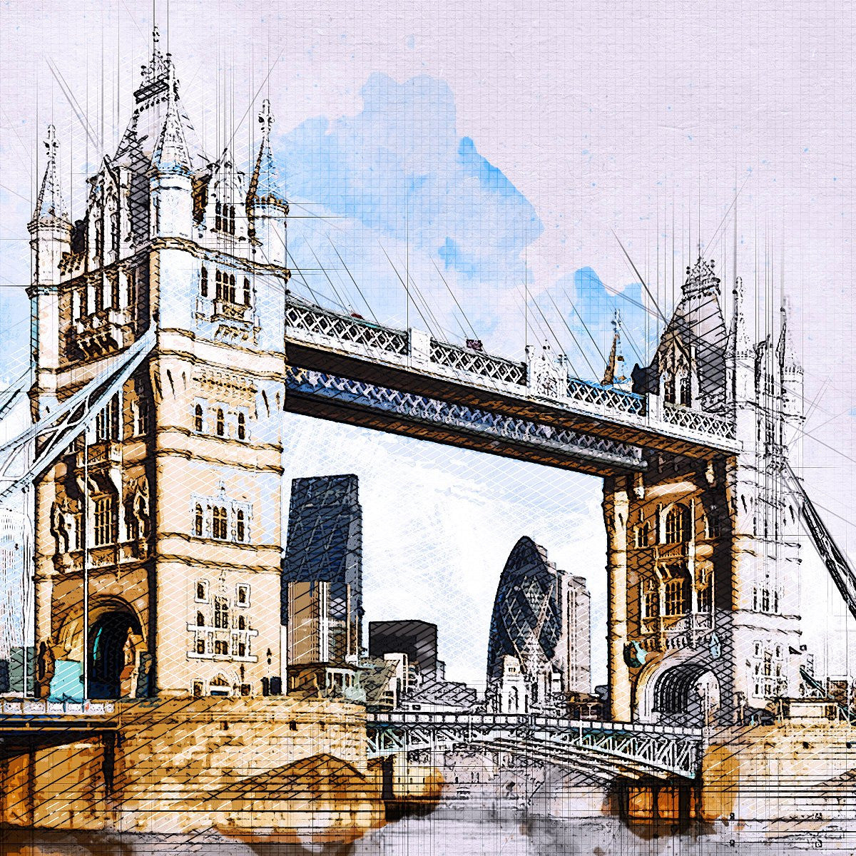 Architecture 2 Sketch Painting PS Action | watercolor action