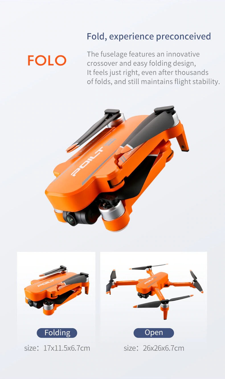 foldable x17 6k dual camera drone design