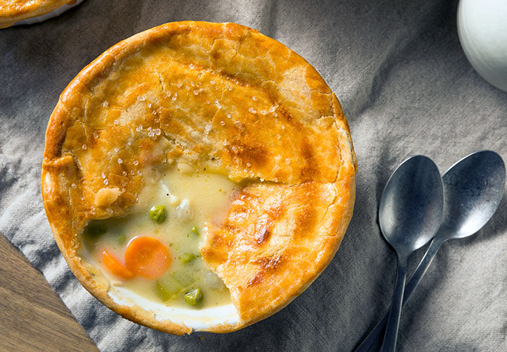 Classic style chicken pot pie made with gourmet spice blends