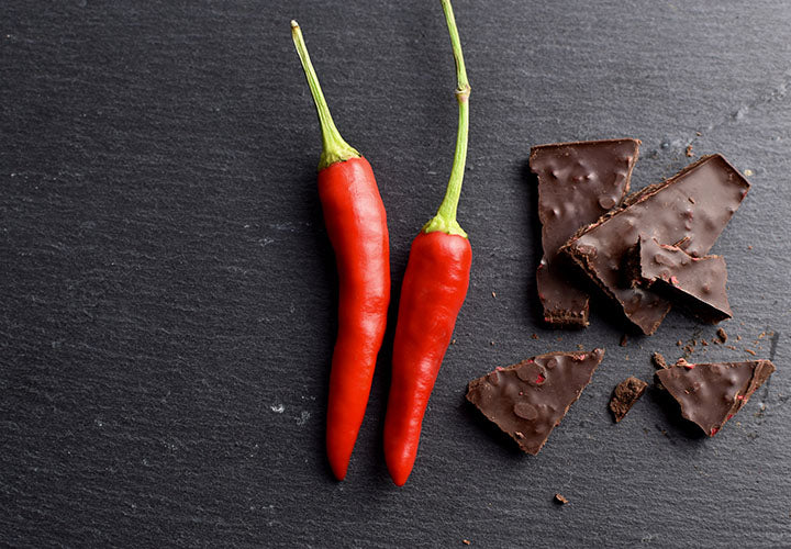 Chocolate dessert made with hot peppers, spicy!