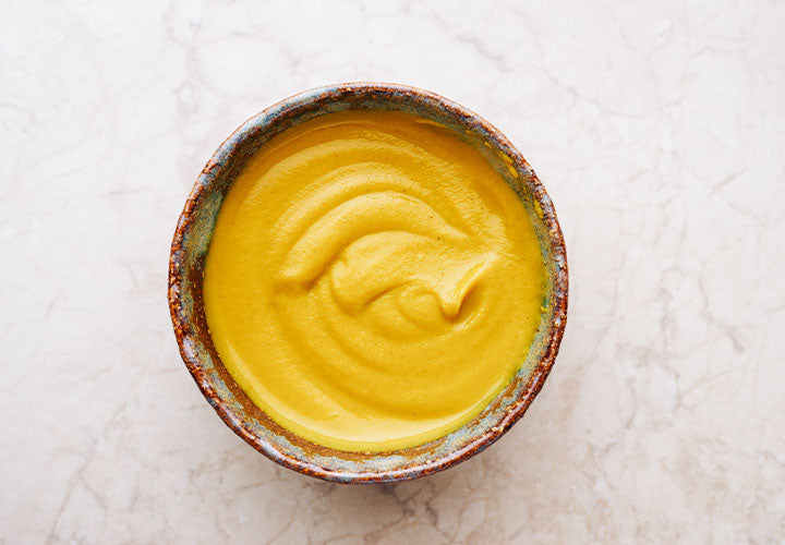 Homemade mustard condiment recipe with curry powder and ginger.