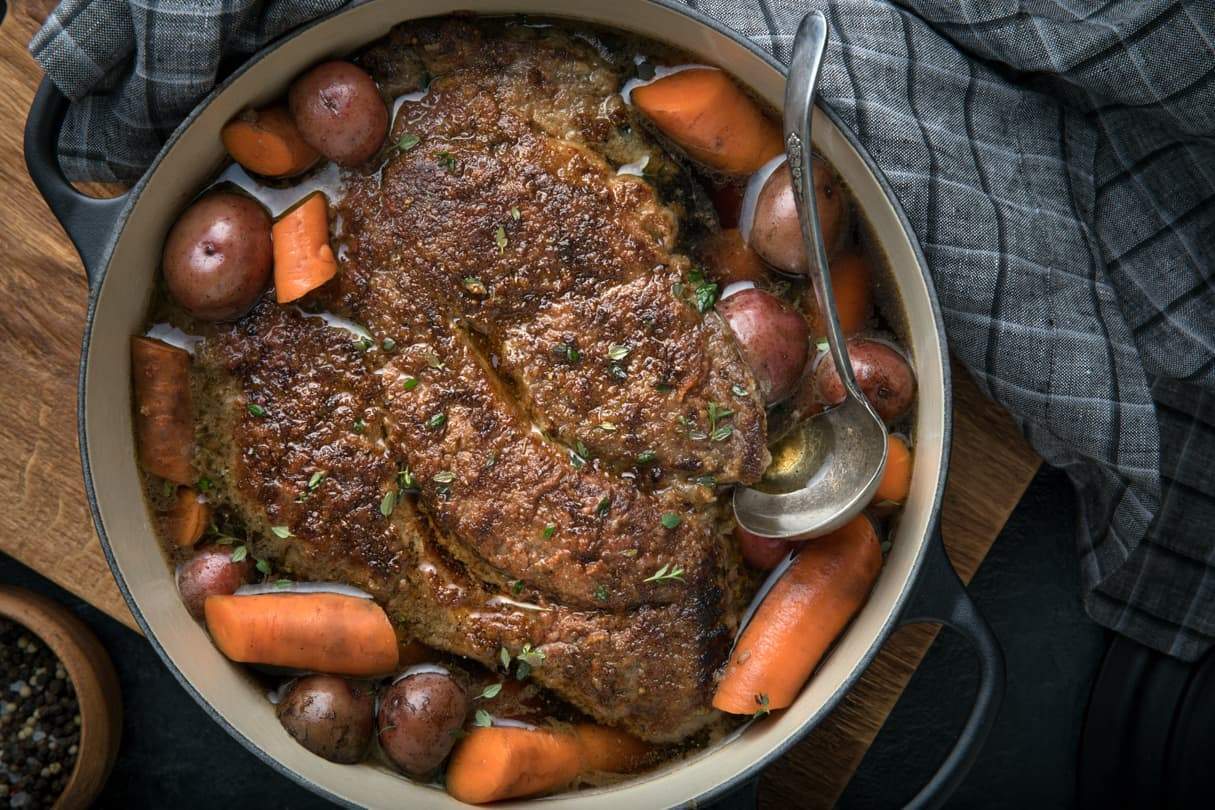 Classic hearty pot roast recipe made with black pepper