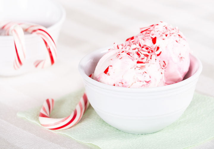 Ice cream made with peppermint extract and crushed up candy canes.