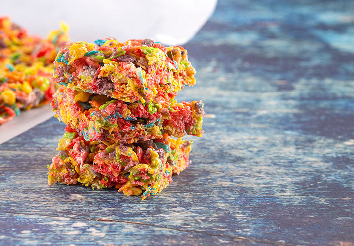 Rice crispy and fruity pebble marshmallow treats.