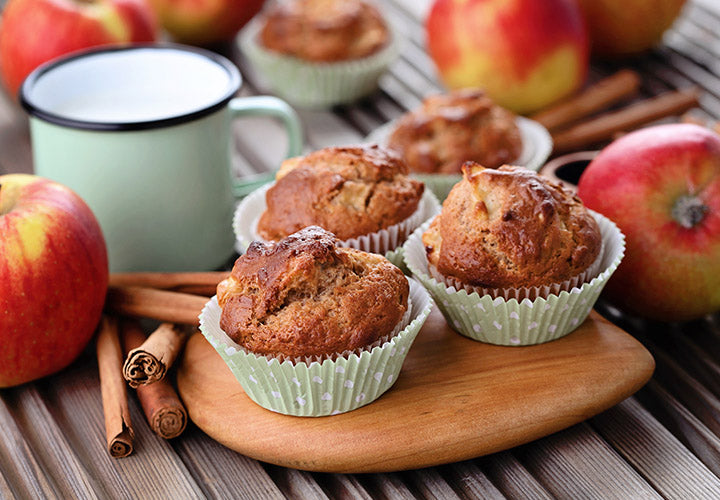 Freshly baked muffins made with real apple and aromatic baking spices.