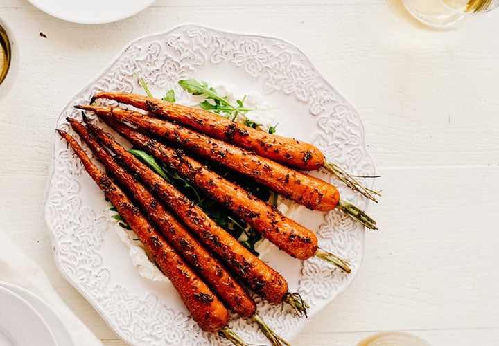 spice roasted carrots on white plate recipe