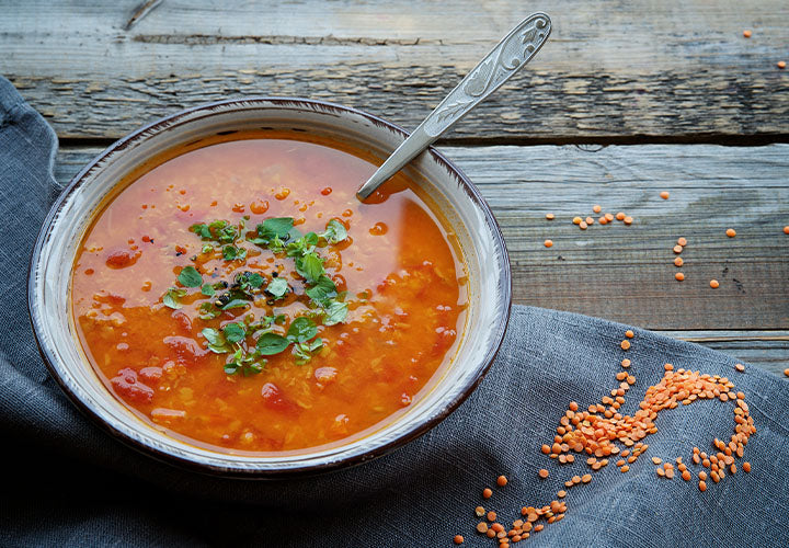 Tomato and lentil soup made with spices from The Spice House