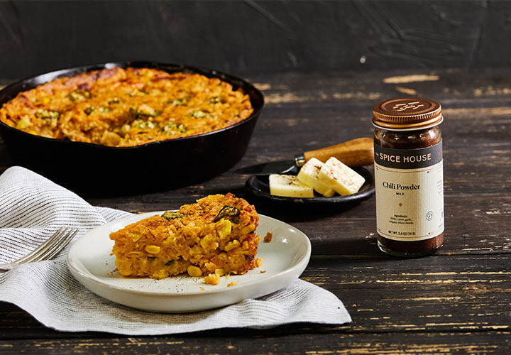 Corn casserole made with jalapeno peppers spicy!