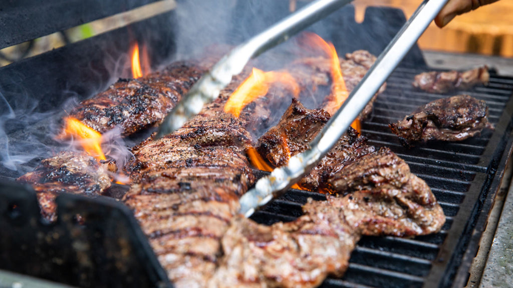 Beef skirt steak marinated in traditional Mexican spice rub, oil, and lime juice.