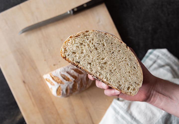 Slice of freshly baked bread