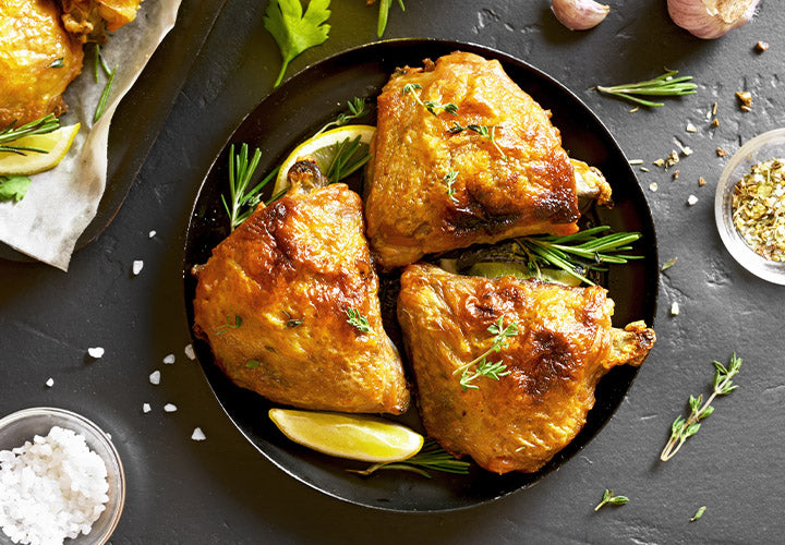 Mediterranean Herb chicken thighs baked in the oven for an easy dinner.