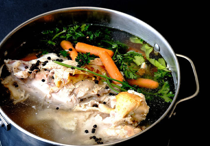 Homemade Turkey Stock with spices and herbs