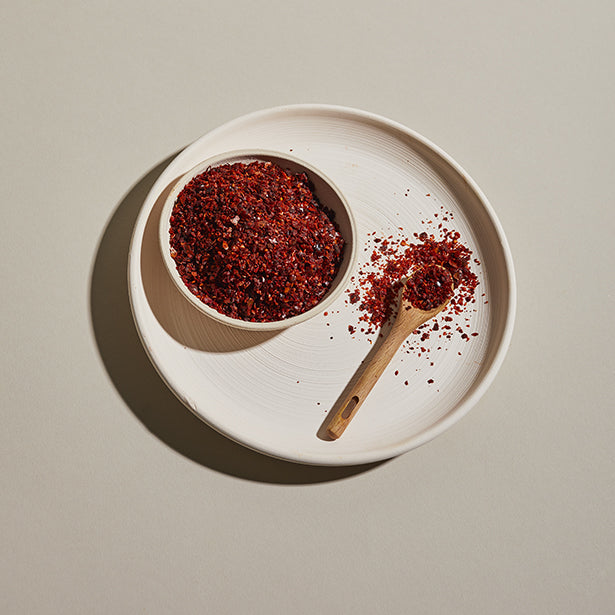 Aleppo chile pepper flakes spice in a bowl