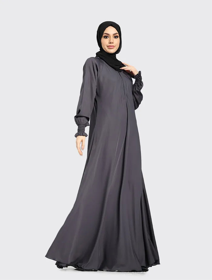 Grey Zip Umbrella Abaya – Amsons.co