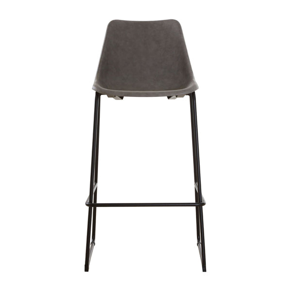 Teddys Collection Darby Vintage Faux Leather Black Legs Ash Bar Stool
