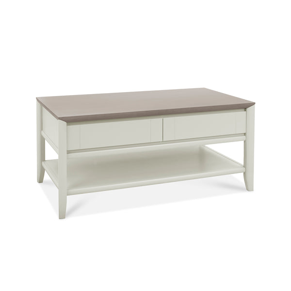 Bentley Bergen With Drawers Grey Washed Oak Soft Grey Rectangular Coffee Table