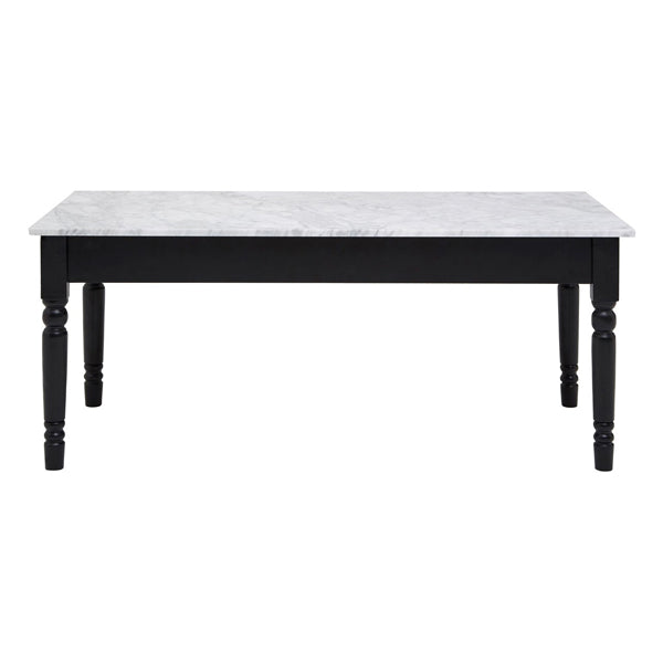 Teddys Collection Hugo Marble Top Black Frame White Coffee Table