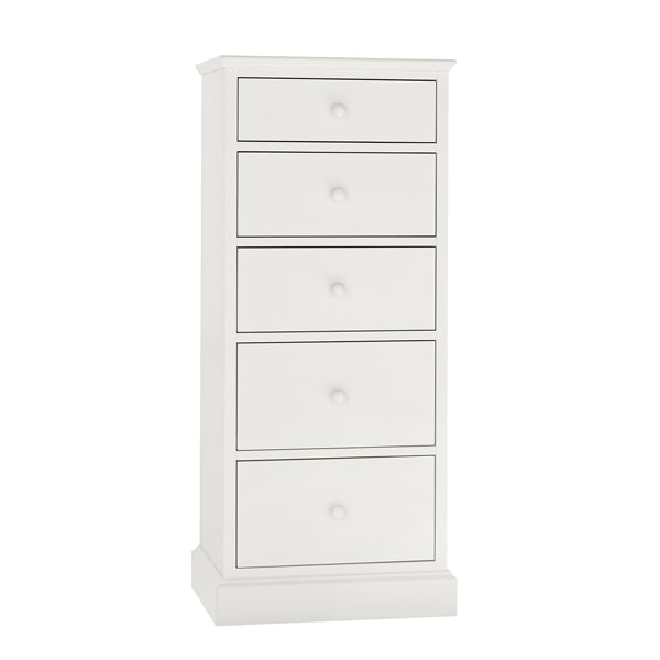 Bentley Ashby 5 Drawer Tall White Chest Of Drawers