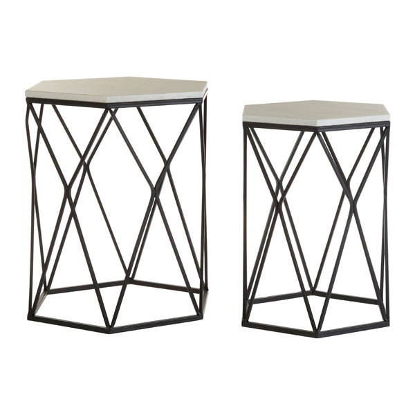 Teddys Collection Ashton Black Steel Side Tables