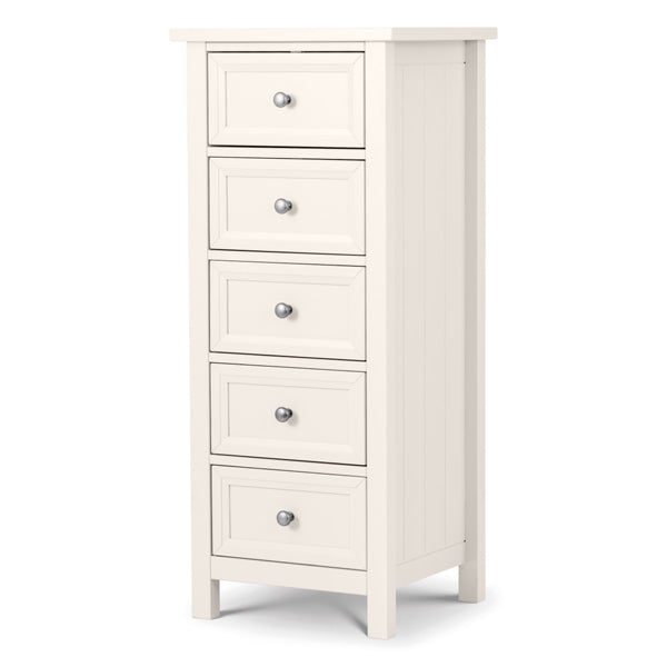 Julian Bowen Maine Tall 5 Drawer Chest Of Drawers Surf White Tall 5 Drawers