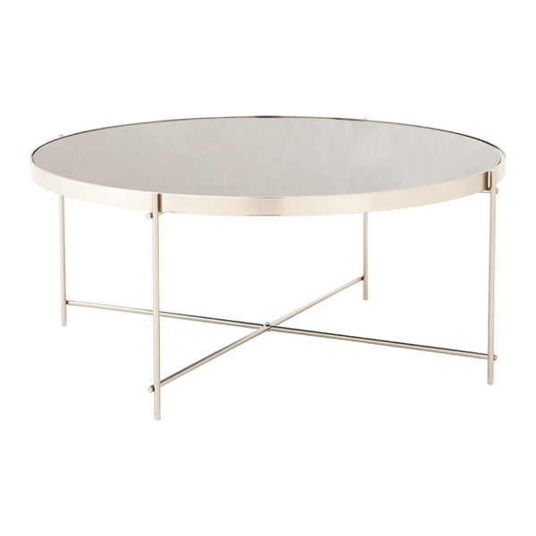Teddys Collection Axel Grey Mirror Brushed Nickel Coffee Table