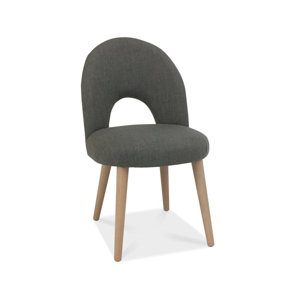 Bentley Dansk Cold Steel Fabric Scandi Oak Dining Chairs