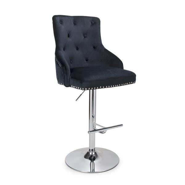 Shankar Rocco Brushed Velvet Black Bar Stool