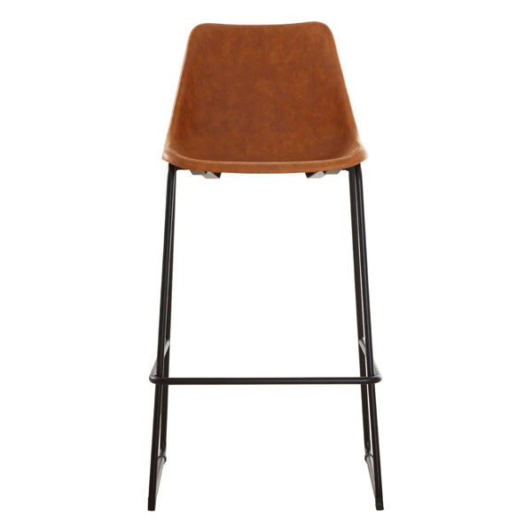 Teddys Collection Darby Vintage Faux Leather Black Legs Camel Bar Stool