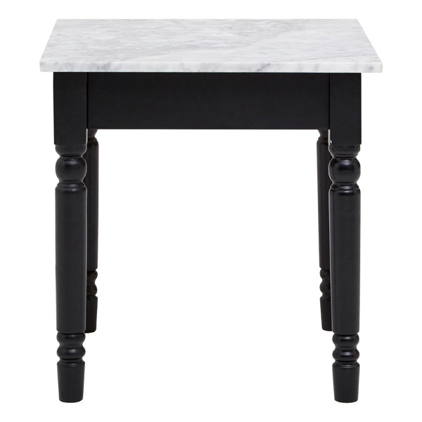 Teddys Collection Hugo Marble Top Black Frame White Side Table