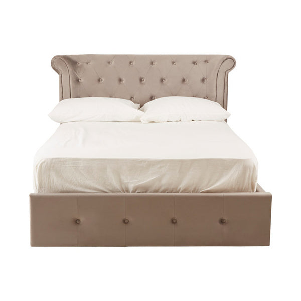 Teddys Collection Ed Steel Brushed Velvet Ottoman Double Bed