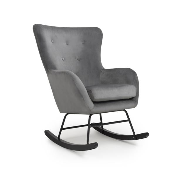 Shankar Alpine Brushed Velvet Grey Rocking Chair